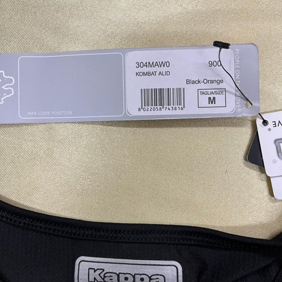 NWT KAPPA CROP TANK TOP 304MAW0 KOMBAT ALID black orange Top skin fit stretch - Picture 4 of 6